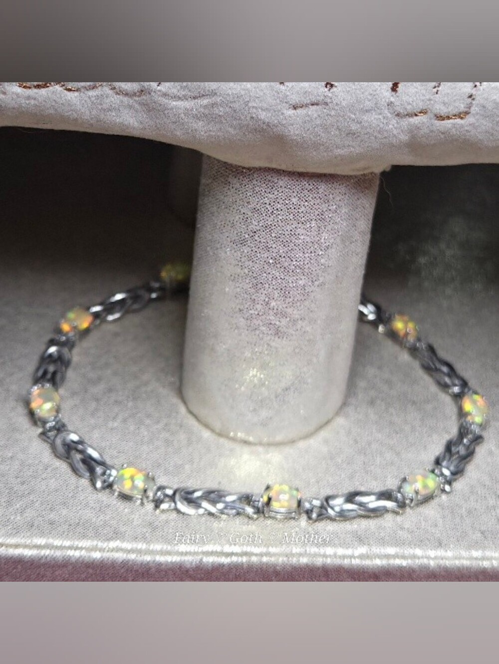 Vintage Magic! Helzberg Diamonds Fancy Designer Opal & Sterling Bracelet - Picture 7 of 17